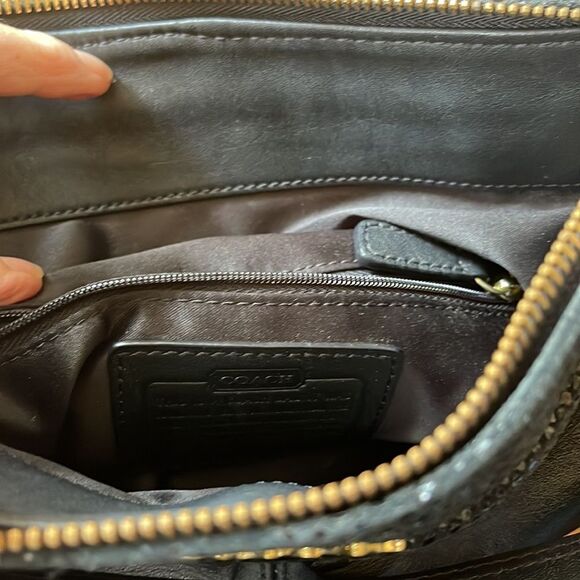 Coach black leather python edge Ashley zip closure 2- strap option bag. - Picture 7 of 8